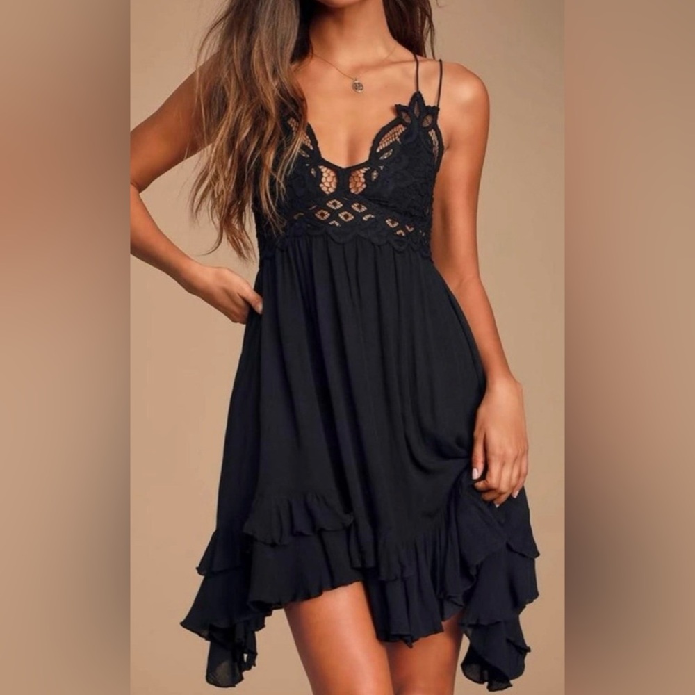 Free People Navy Blue Adella Lace Dress